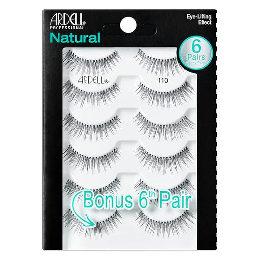 Ardell False Eyelashes, Natural 110, 5 pair + bonus pair Multipack for Eye-Lifting Effect-Velvo Beauty