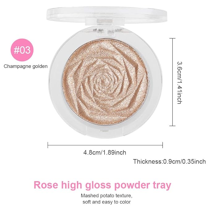 Rose Gold Face Highlighter Makeup Shimmer Glitter Rose Sparkly Highlighters Makeup Powder Palette for Face Cheek Skin iluminadores iluminador (gold)-Velvo Beauty