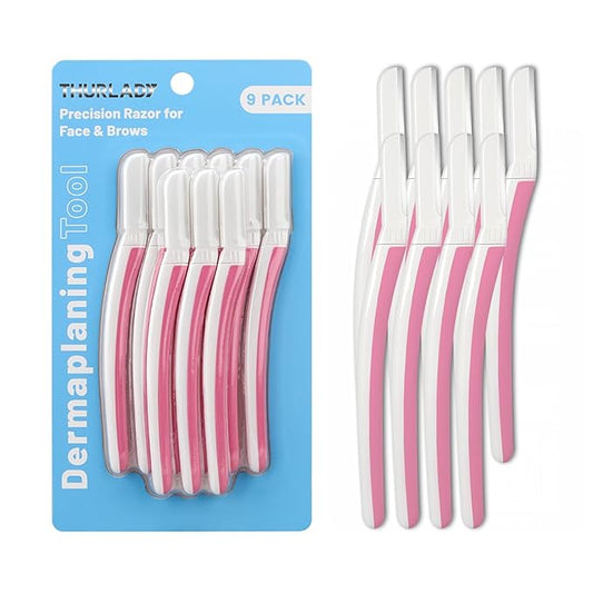 Face Razors for Women, Dermaplane Razor for Women Face, Eyebrow Razor, Dermaplaning Tool, Skin Safe Microblades, Peach Fuzz Remover (9ct, Pearl Blush)-Velvo Beauty