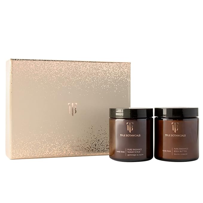 True Botanicals - Body Love Pure Radiance Duo | Non-Toxic, Cruelty-Free | Sugar Scrub & Body Butter, Exfoliate + Moisturize for Dewy Glow | MADE Safe-Velvo Beauty