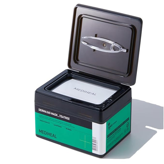 Mediheal Derma 365 Teetree Mask (30 Masks) - Daily Skin Care Mask for Deeply Comforting and Calming Skin with Teatree Active 4X-Velvo Beauty