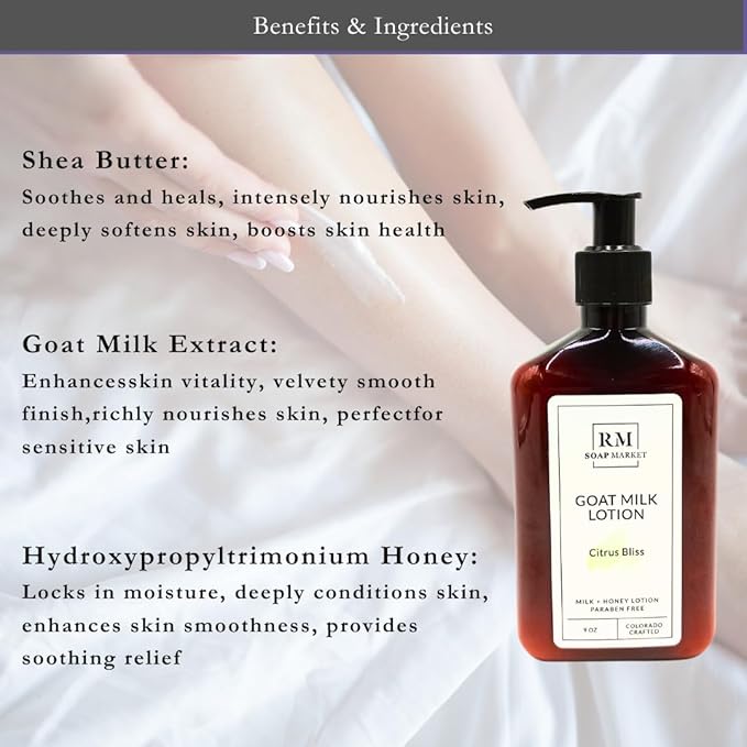 Goat Milk Lotion, Citrus Bliss Fragrance, Hydrating Lotion for Men & Women With Nourishing Goat Milk, Shea Butter, Sunflower Oil & Aloe, Packed With Vitamin A, E & Selenium, 9 Oz-Velvo Beauty