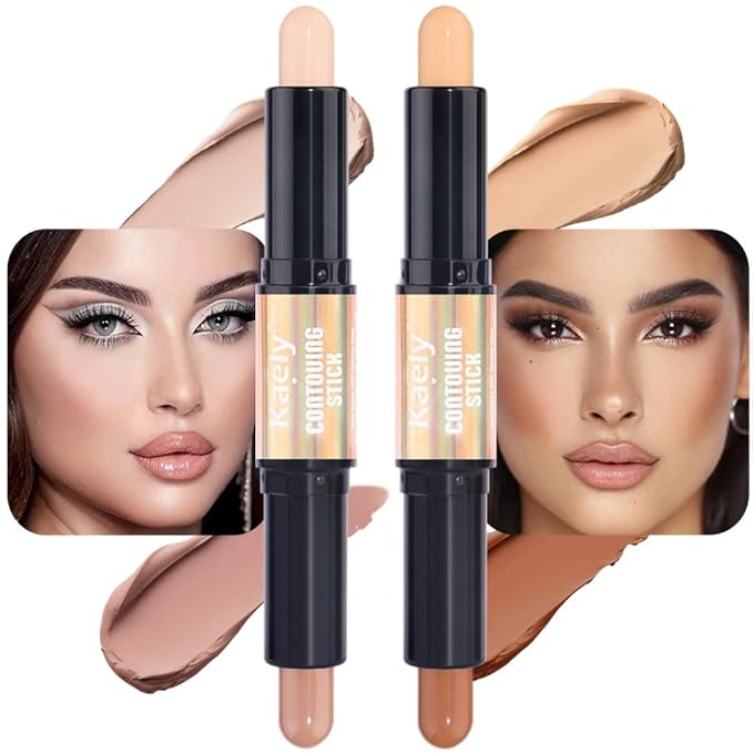 evpct 2in1 Face Shaping & Contouring Stick Cream Contour Concealer Bronzer Stick Makeup Kit for Face Highlighter Makeup Stick contorno maquillaje de maquillaje, ORIGINAL Light + ORIGINAL Universal-Velvo Beauty