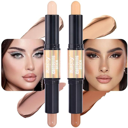 evpct 2in1 Face Shaping & Contouring Stick Cream Contour Concealer Bronzer Stick Makeup Kit for Face Highlighter Makeup Stick contorno maquillaje de maquillaje, ORIGINAL Light + ORIGINAL Universal-Velvo Beauty