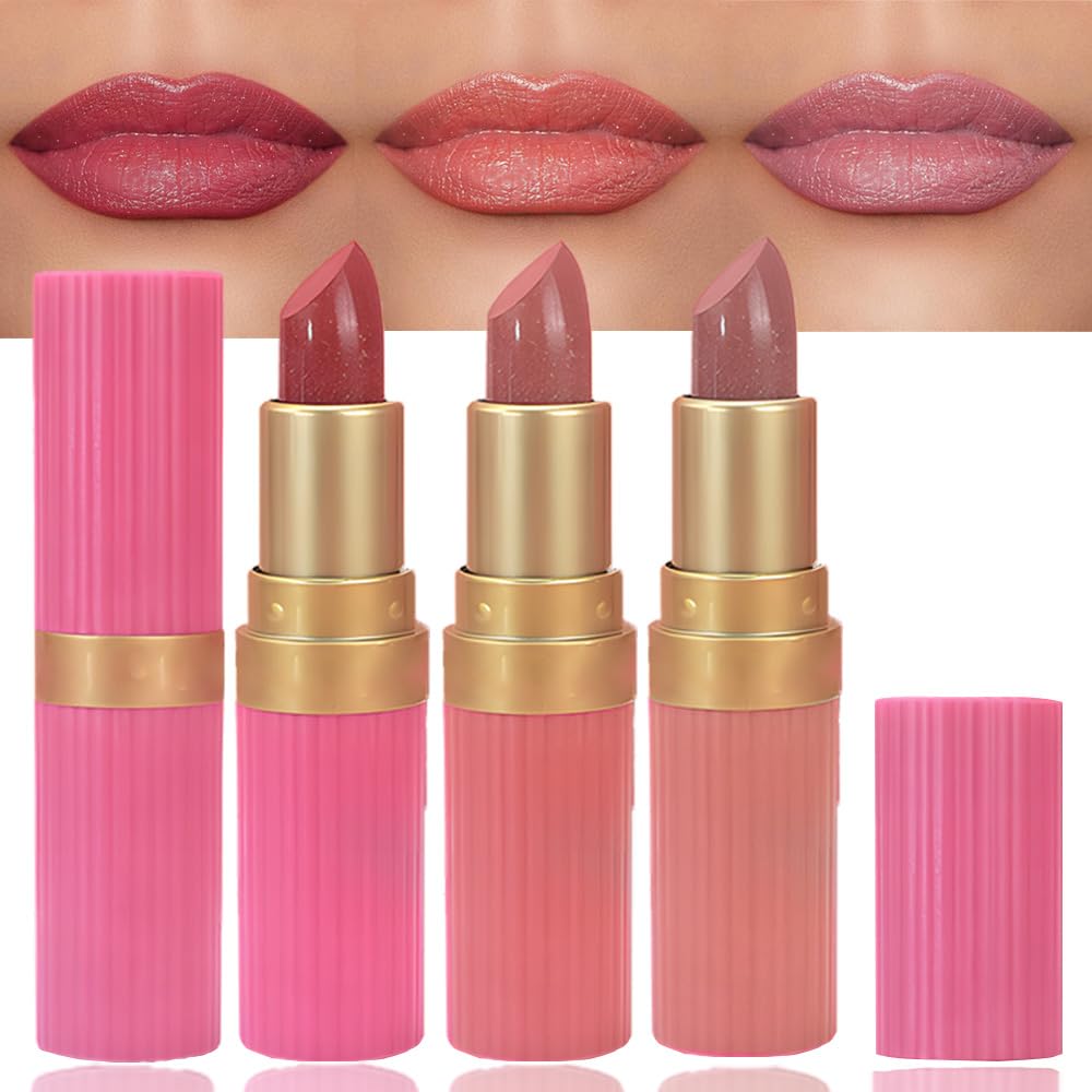 3Pcs Metallic Lipstick for Women,Lightweight Shimmer Frosted Lipstick,Glitter Lip Gloss Stain Long Lasting Waterproof Smudge Proof 24 Hour Full Coverage Lip Makeup,Vegan(01,02,03)-Velvo Beauty