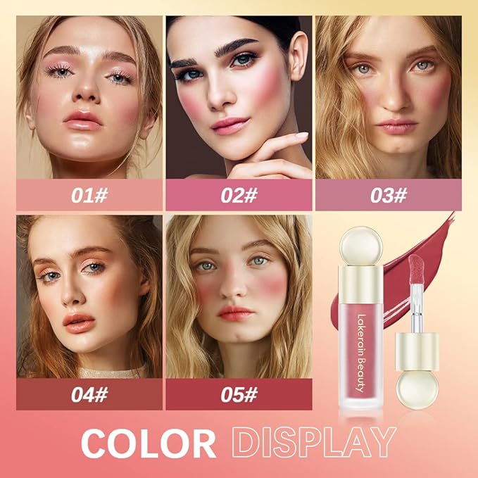 2 Colors Liquid Blush,Soft Cream Face Blush, Dewy Cheek Tint, Long Lasting Natural Matte Finish Looking,Moisturizing Lightweight Blendable Feel (02-HAPPY / 04 - LOVE)-Velvo Beauty