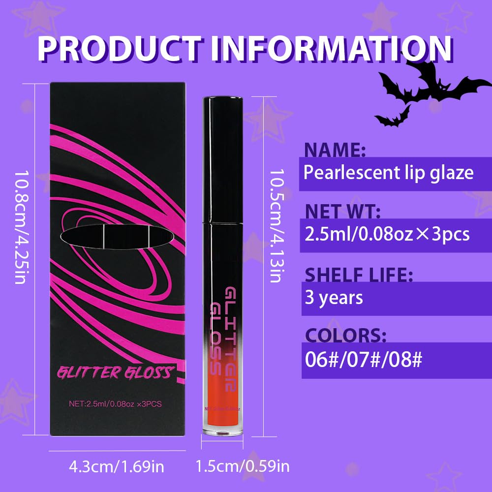 Gray Black Green Red Metallic Lipstick for Women,Glitter Sparkling Liquid Lipstick,Long Lasting Waterproof Lightweight Non-Drying Bold Dark Lip Gloss for Gothic Stage Makeup,Vegan-Velvo Beauty