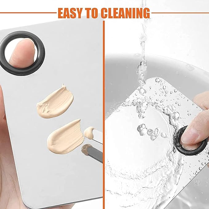 Makeup Spatula and Makeup Palette, Stainless Steel Foundation Palette & Tiny Cosmetic Spatula Tool for Nail, Art, Eye Shadow, Eyelash, Face Makeup-Velvo Beauty
