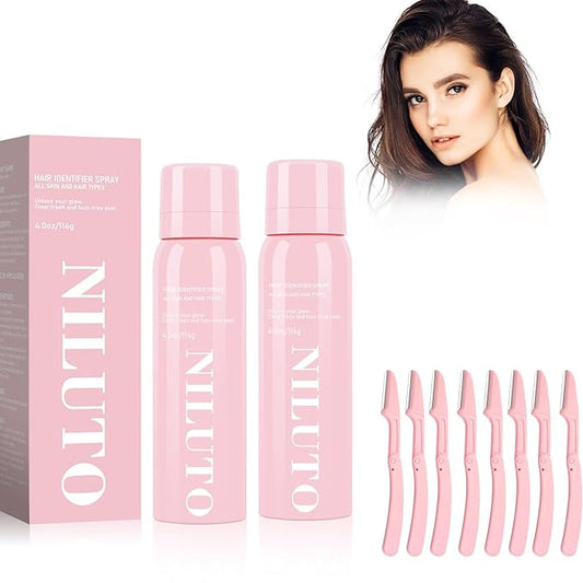 Hair Identifier Spray for Face Shaving, Moisturizing and Skin Care Dermaplaner Spray,Skin Body Hair Identifier Comfortable Face Shaving Powder (Pink 2Pack)-Velvo Beauty