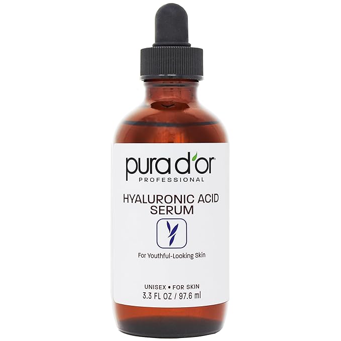 PURA D'OR 3.3 Oz Hyaluronic Acid Serum For Deep Hydration - Anti-Aging, Plumping & Moisturizing Formula For Smooth, Supple Skin - Natural Skincare Boost - Fine Lines & Wrinkle Reducer - Travel Size-Velvo Beauty