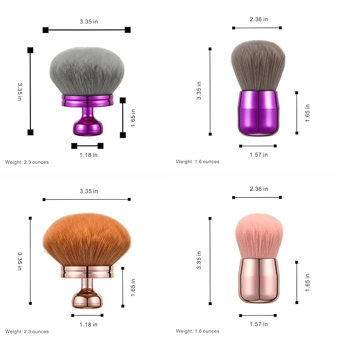 Extra Large Kabuki Brush Set for Body and Face Foundation & Makeup,Multi-functional,Mix bronze self-tanning applicator, wide round head, Great gift for women with Velvet bag(Purple 2pcs)-Velvo Beauty