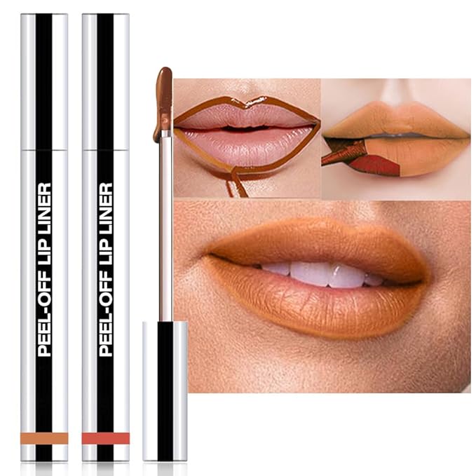2Pcs Matte Liquid Lip Stain Peel Off Lip liner Tattoo, Matte Peel Off Lip Stain, Long Lasting Waterproof Lipstick Lip Gloss Stain, Transfer-proof for All Skin Types (0.24 fl oz-01#+07#)-Velvo Beauty