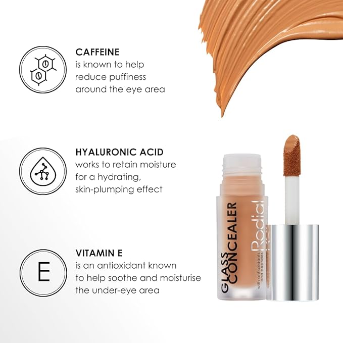 Rodial Glass Concealer Shade 5 - Luminous, Full-Coverage Cream with Peptides and Antioxidants for Flawless Skin, 0.1 fl. oz.-Velvo Beauty