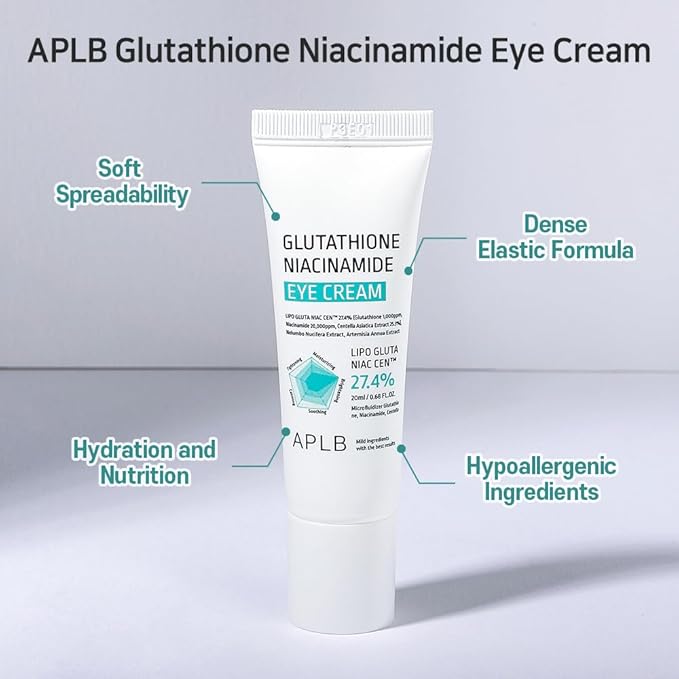 APLB Glutathione Niacinamide Eye Cream | LIPO GLUTA NIAC CEN™ 27.4% 0.68 FL.OZ/Korean Skincare, Eye cream for dark circles and puffiness, Improve elasticity & provide moisture around eye region-Velvo Beauty