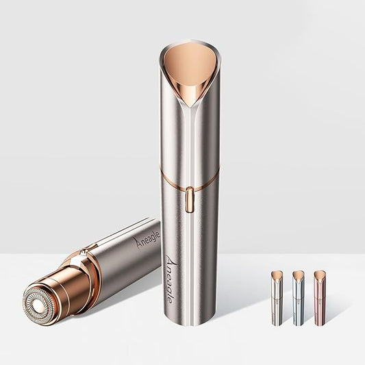 Facial Hair Remover for Women,Painless Hair Shaver Rechargeable with LED Light, Flawless Lady Face Electric Razor,The Great Female Mustache Removal (Rose Gold)-Velvo Beauty