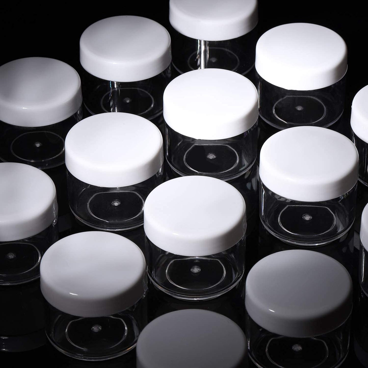 Refillable Cosmetic Sample Jars - 100 Pack 20g (0.7oz) White Small Travel Containers with Lids + 10 Mini Makeup Spatulas - BPA Free-Velvo Beauty