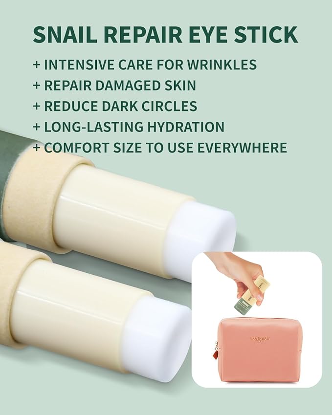 Advanced Snail Repair Eye Stick, Brightening & Tightening Eye Cream for Fine Lines & Dark Circles, Snail Mucin Eye Stick for Sensitive and All Skin Type, 0.25OZ-Velvo Beauty