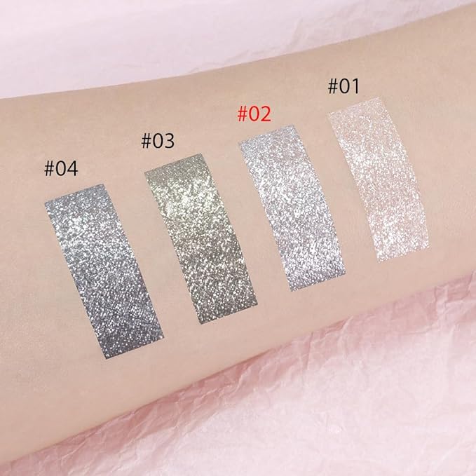 Single Glitter Eyeshadow, Shimmer Eyeshadow Palette, Korean Eye Glitter Makeup, Ultra-Blendable, Sparkle Silver Eye Shadow, Single Shade Metallic Pigmented, (Silver)-Velvo Beauty