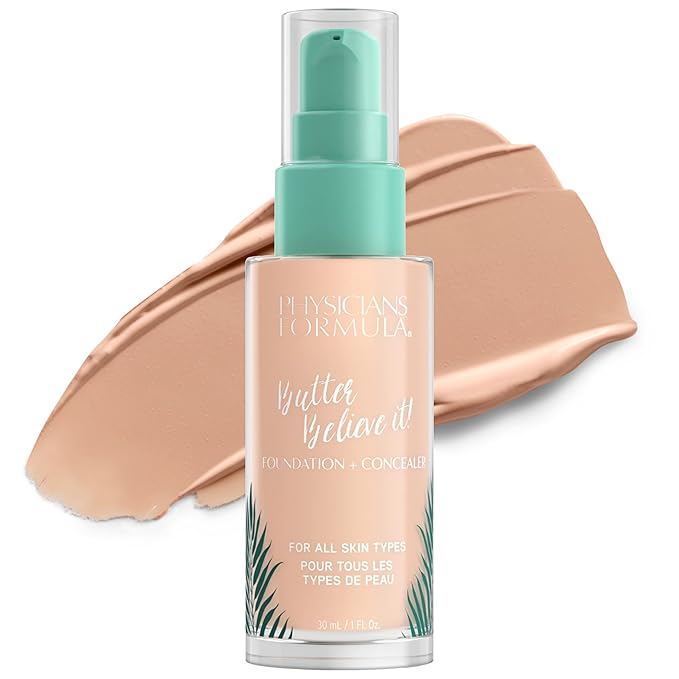 Physicians Formula Setting Powder Palette Multi-Colored Pressed Finishing Powder Translucent & Butter Believe It! Foundation + Concealer Fair-to-Light | Dermatologist Tested-Velvo Beauty
