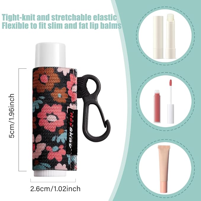 3PCS Lip Balm Holder Sleeves Chapstick Holder Keychain Lip Gloss Holder Keychain Elastic Sleeves (Boho Pattern)-Velvo Beauty