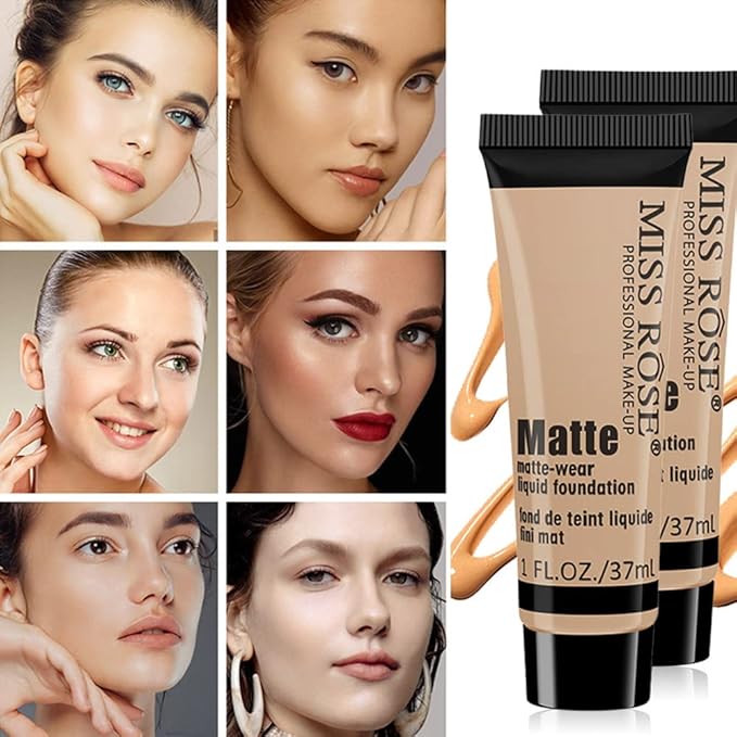 2 Pack Liquid Foundation Cream for Face Makeup,Durable Full Coverage Matte Concealer Make Up,Oil Control & Waterproof Base Primer -1+1 Fl.Oz (BEIGE 7#)-Velvo Beauty