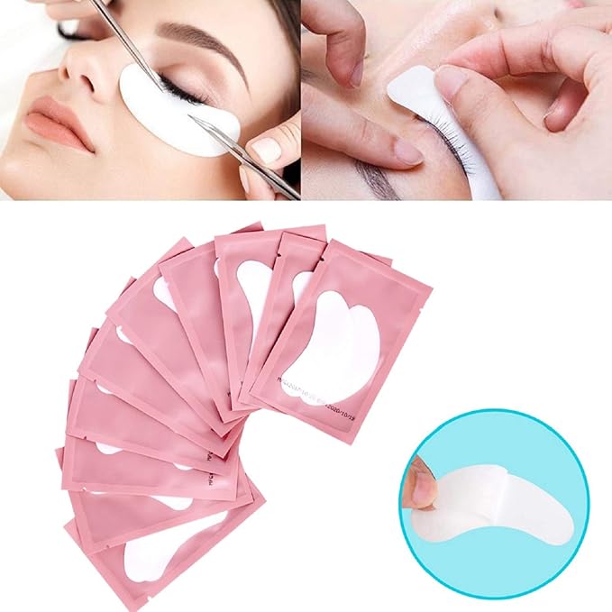 100 Pairs Set Under Eye Pads, Comfy and Cool Under Eye Patches Gel Pad for Eyelash Extensions Eye Mask Beauty Tool (Pink)-Velvo Beauty