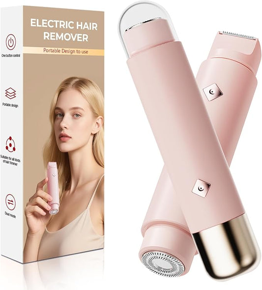 Dermave Bikini Shaver - Electric Bikini Trimmer for Women, Dual Head Shaver, 2-in-1 Womens Electric Razor (Pink)-Velvo Beauty