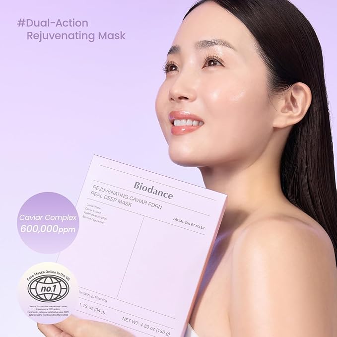 BIODANCE Rejuvenating Caviar PDRN Real Deep Mask, Overnight Hydrogel Mask, Skin Firming & Radiance Boost, Enhancing Recovery for All Skin Types, Korean Skincare | 1.19oz(34g) x 4ea-Velvo Beauty