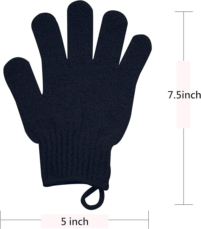 Exfoliating Glove with Hanging Loop - Bath Gloves 1 Pair Shower Gloves, Heavy Exfoliating Gloves for Men and Women Shower Gloves Body Wash Makes Skin Soft Healthy Body Exfoliating Gloves 1 Pair Black-Velvo Beauty