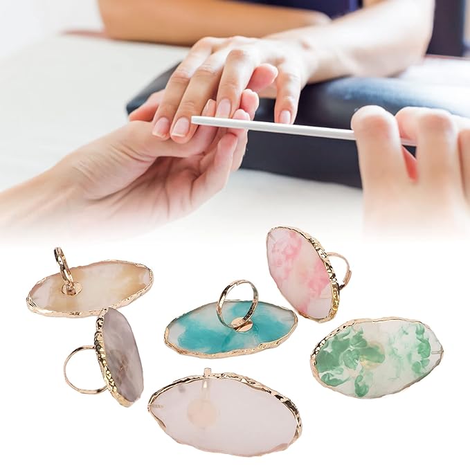 Nail Art Palette, 6pcs Wearable Soft Resin Nail Art Palette Ring, Resin Nail Art Palette Compatiable for Make-Up Beginners and Make-Up Schools-Velvo Beauty