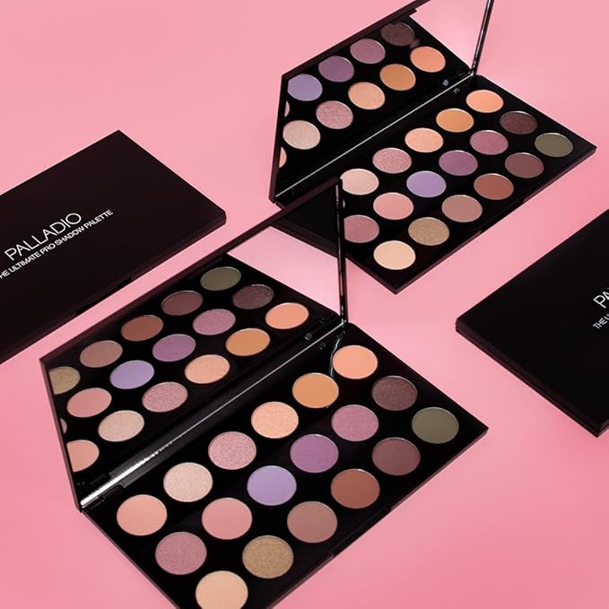 Palladio Ultimate Pro Eyeshadow Makeup Palette with Mirror, 18 High-Pigmented Powder Colors, Matte, Shimmer, Metallic, Satin Finishes, SHANNON DE LIMA-Velvo Beauty