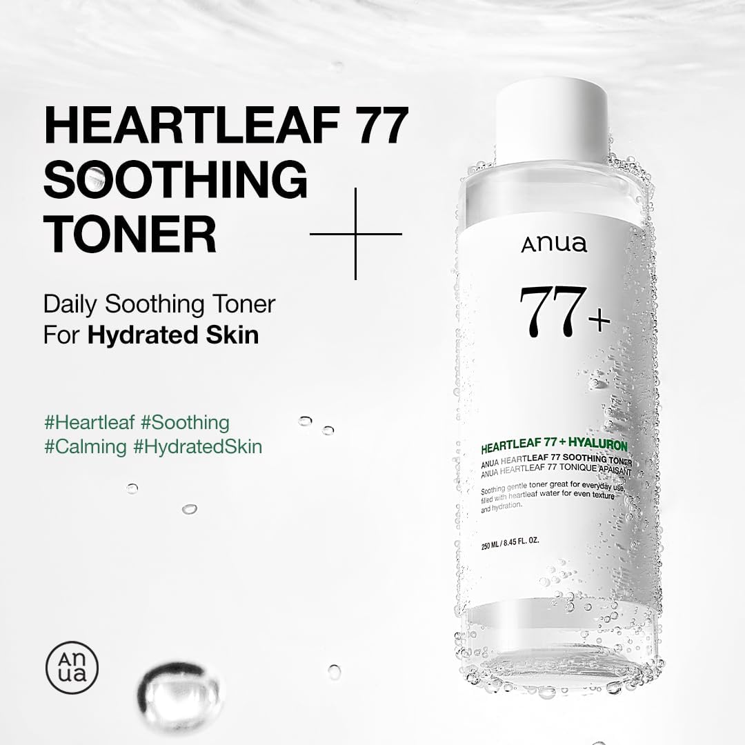 Anua Heartleaf 77 Soothing Toner I pH 5.5 Trouble Care, Calming Skin, Refreshing, Hydrating, Purifying, Cruelty Free, Vegan,(250ml / 8.45 fl.oz.)-Velvo Beauty