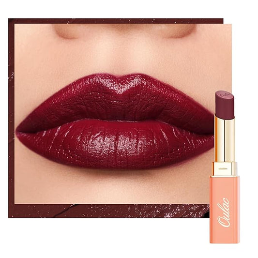 Oulac Color Rich Satin Lipstick - Burgundy Red Full Coverage Lip Color, Creamy Silky-Smooth, Moisturizing, Satin Matte Finish, Infused With Shea Butter, Vegan & Clean Beauty, 4g, SG13 Burgundy-Velvo Beauty