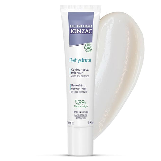 Rehydrate Organic Refreshing Eye Contour Cream - Soothing Hydration with Hyaluronic Acid For Dark Circles -For Sensitive Skin 0.5 Fl Oz-Velvo Beauty