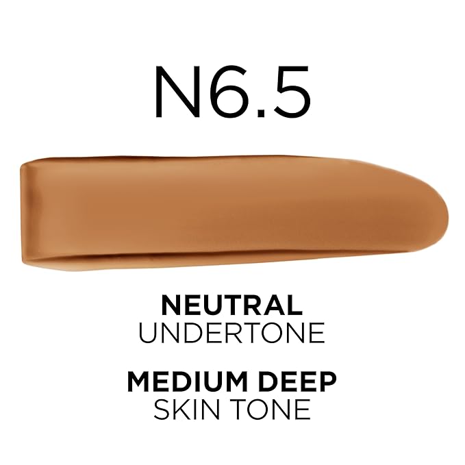 L'Oreal Paris True Match Super-Blendable Foundation, Medium Coverage Liquid Foundation Makeup, N6.5, Medium Deep, 1 Fl Oz-Velvo Beauty