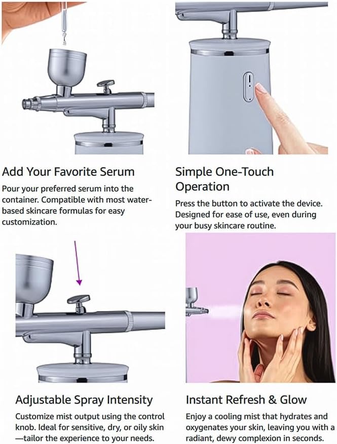 Facial Mist Spray Machine – 0.3mm Oxygen Micro Mist for Toner & Serum Infusion | High-Pressure Hydration & Skin Cooling Steamer for Home & Salon Use – Koli Z2-Velvo Beauty