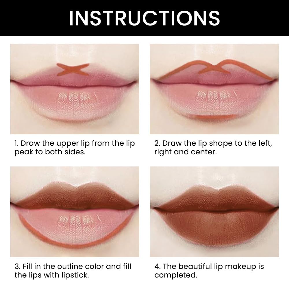 Kaely 2-in-1 Brown Matte Lip Liner & Lipstick Combo Set Kit for Women, Magic Neutral Lipstick 24 Hours Original Lips Liner Pencil Stain Gloss Plumper Makeup Long Lasting Waterproof 38-Velvo Beauty