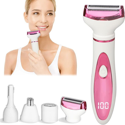 Electric Razors LED Display for Women Men, 2025 Wet/Dry Lady Shaver,4 in 1 Cordless Hair Remover with IPX7 Waterproof,Smooth & Silky Portable Bikini Electric Grooming Set (Multicolor)-Velvo Beauty