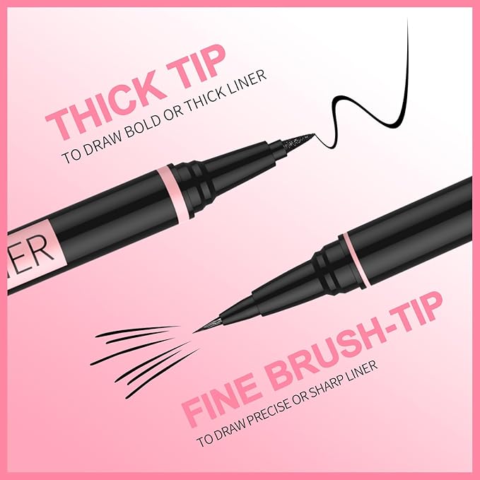 iMethod Liquid Eyeliner - Waterproof Eyeliner 2-in-1 Dual-Ended Eye Liner with Precise Brush-Tip and Thick Tip, Black Liquid Liner Pen, Matte Finish, Long Lasting, Smudge-proof, Transfer-proof-Velvo Beauty