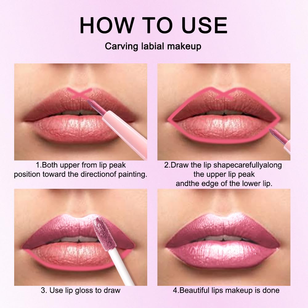 Kaely 2-in-1 Mauve Pink Metallic Lipstick and Lip Liner, Shimmer Liquid Metallic Lipsticks for Women, Glitter Lip Gloss Stain Long Lasting Waterproof Smudge Proof 24 Hour, Vegan Makeup, 12-Velvo Beauty