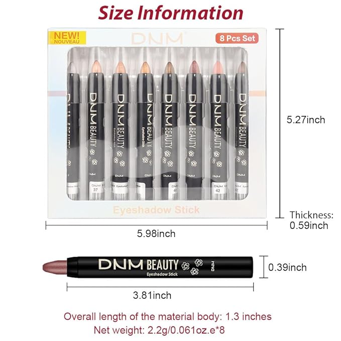 evpct 8Pcs Cream Eye Shadow Brightener Sticks Set for Eyes, Silver Champagne Golden Rose Sand Bronze Gold Orchid Pink Deep Mauve Shimmer Matte Pencil Eye shadow Crayon Applicator Stick Palette Makeup-Velvo Beauty