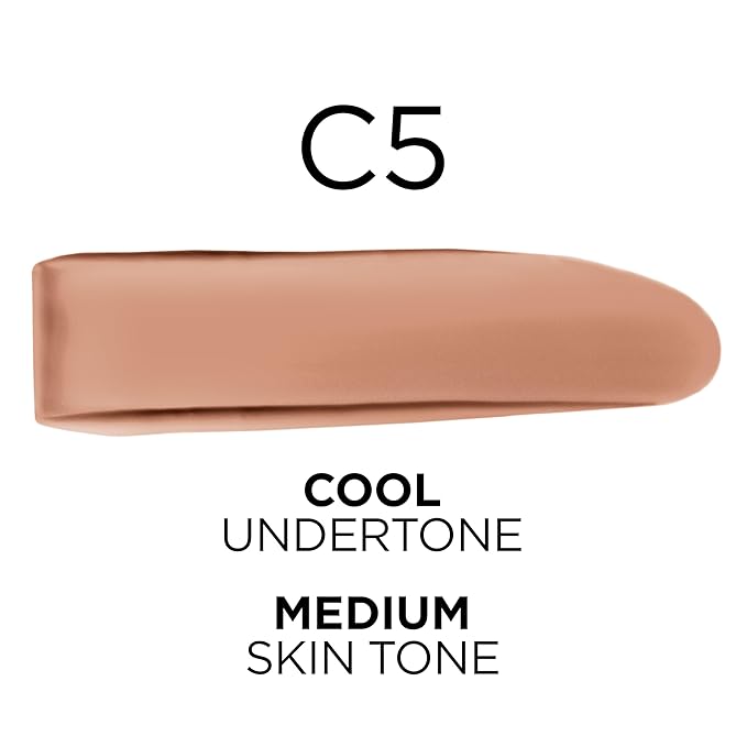 L'Oreal Paris True Match Super-Blendable Foundation, Medium Coverage Liquid Foundation Makeup, C5, Medium, 1 Fl Oz-Velvo Beauty