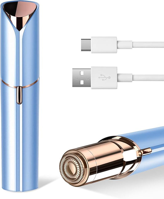 Facial Hair Remover for Women- as Seen on TV Painless Face Shaver -Mini Hair Remover, Electric Razor Shaver Portable Bikini Epilator for Lips, Chin, Armpit, Peach Fuzz, Fingers, Neck, Cheek(Blue)-Velvo Beauty