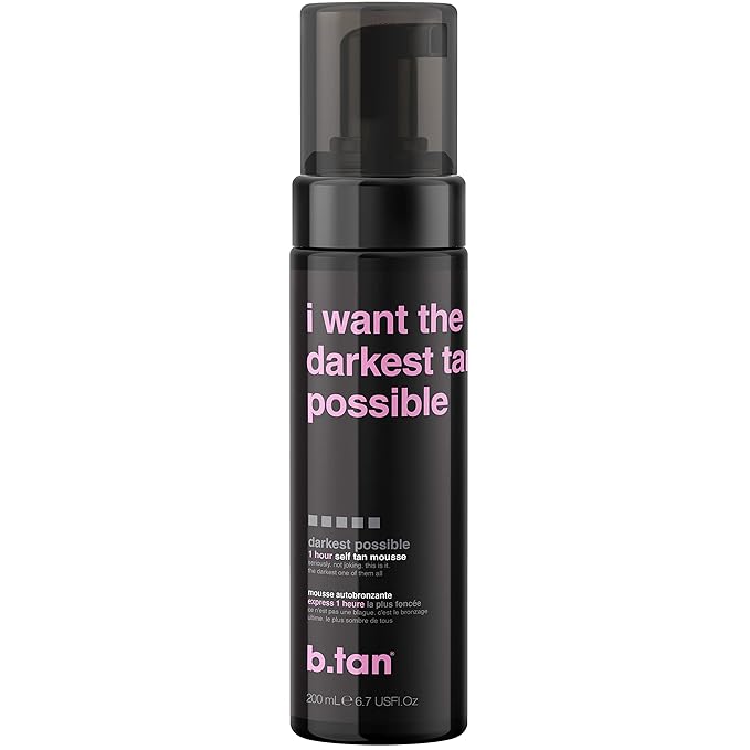 b.tan Ultra Dark Self Tanner Mousse | I Want The Darkest Tan Possible - Fast, 1 Hour Express Sunless Tanning Foam, Golden Bronzing Glow, Face & Body, No Fake Tan Smell, Vegan, Cruelty Free, 6.7 Fl Oz-Velvo Beauty