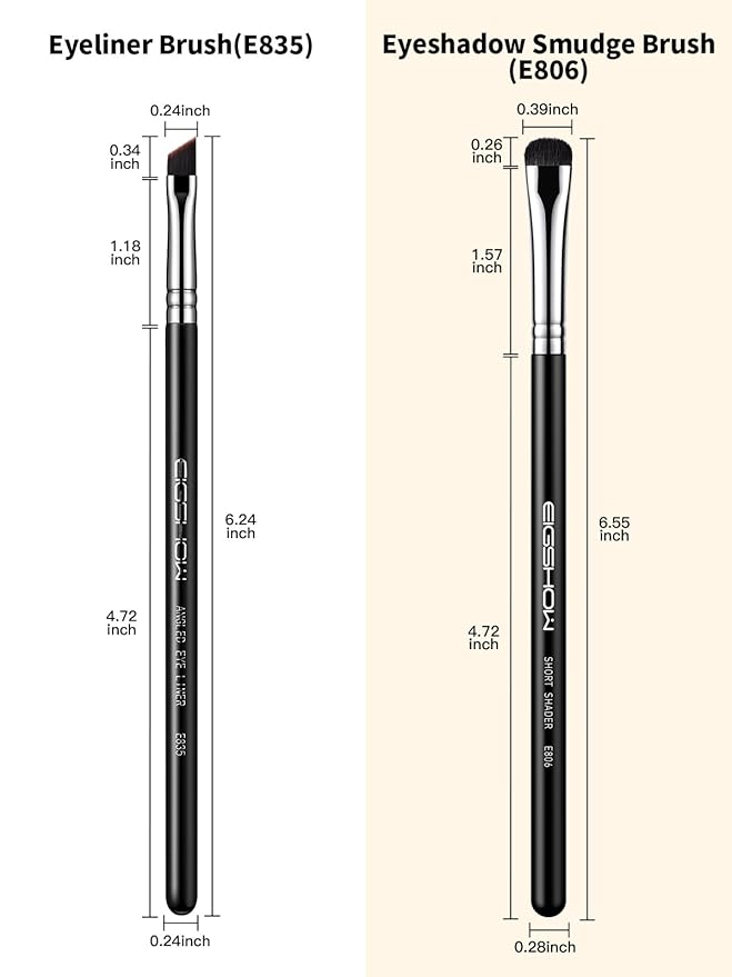 EIGSHOW Angled Eyeliner Brush & Eyeshadow Brush, High-End Precision Gel Liner and Short Smudge Brushes for Cat Eye, Winged Liner (E835&E806)-Velvo Beauty