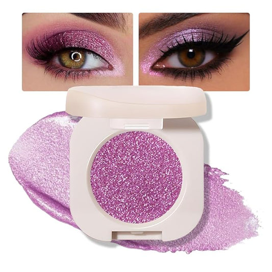 Pressed Single Glittler Eyeshadow Palette, Purple Glitter eyeshadow For Old Women, Pigmented Waterproof Sombras Para Ojos, Single Pressed Powder Vegan, Talc, Paraben & Cruelty Free(08)-Velvo Beauty