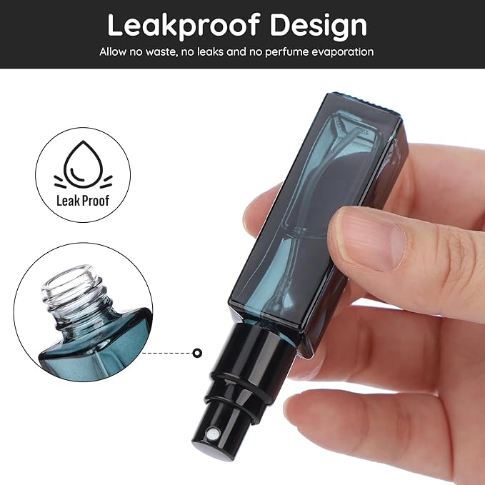 Segbeauty Glass Perfume Bottles, 5 Pack 10ML Refillable Mini Perfume Bottle Travel, Portable Leak-proof Square Spray Pump Bottle Atomizer Dispensing Containers with Lids for Fragrance Essential Oil-Velvo Beauty