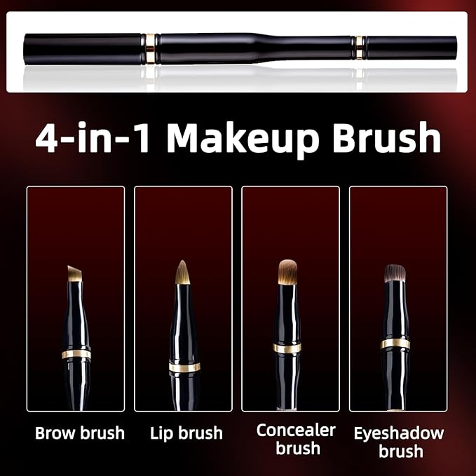 Unaone 4 in 1 Makeup Brush - Travel Lip Brush Eyebrow Brush Eyeshadow Brush Concealer Brush, Portable Multi-function Makeup Brushes-Velvo Beauty