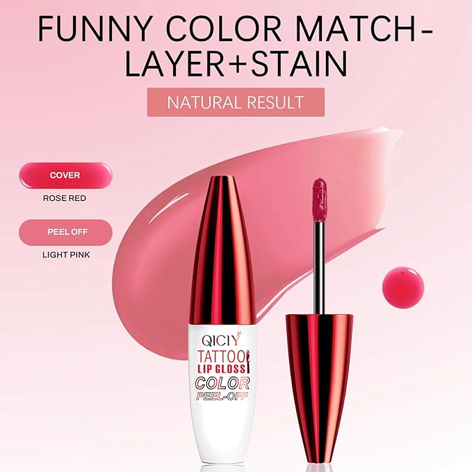 QueenDiary Lip tint Peel Off Lip Stain,Lip Stain Waterproof, Lip Tattoo Peel Off with Matte Finish, Long Lasting, Transfer-proof, Highly Pigmented Color (Neon Rose Stain)-Velvo Beauty