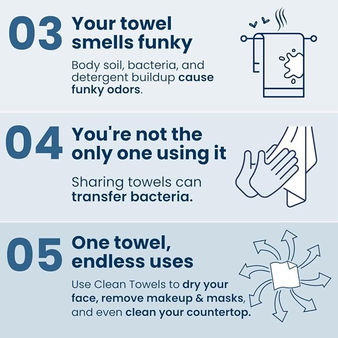 Clean Skin Club Clean Towels XL, 100% USDA Biobased Dermatologist Approved Face Towel, Disposable Clinically Tested Face Towelette, Facial Washcloth, Makeup Remover Dry Wipes, 100 ct, 2 pack-Velvo Beauty